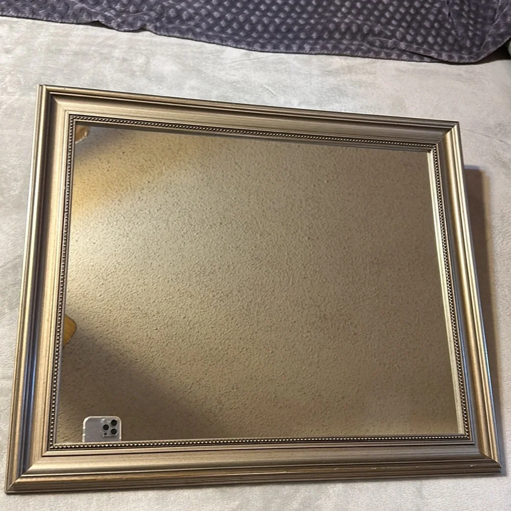Mirror Molded Ornate Framed Beaded Edge-Antique Gold Color Wall/Vanity Mirror